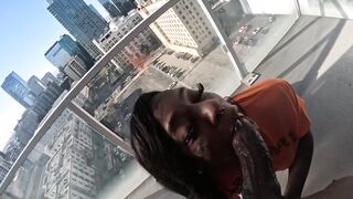 HOOD WHORE TRANSSEXUAL EATING JOCK ON THE BALCONY