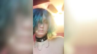 baby punk trans beauty playing with breast