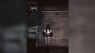 oriental sissy cum on a night street for the 1st time