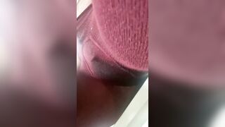 Ftm trans chap urinates in red stockings during the time that masturbating with sex toy