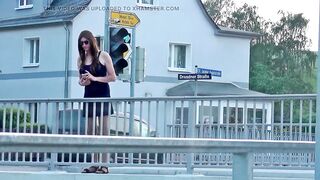 Shemale public walk in short costume