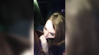 Nice-Looking trans beauty swallows truck driver cum