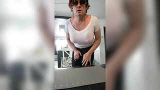 Hot Crossdresser boots brassiere and tights Cums licks up