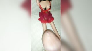 Ejaculation on the legs of my cute doll.