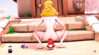 Futa animation CG Princess Peach masturbate and ride vibrator