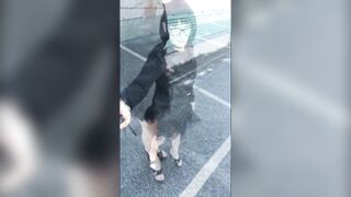 Walking down the street in fetish heels