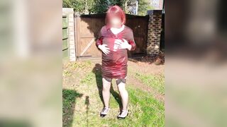 Sexy crossdresser ultra shiny red iron whore costume