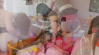 A three-some of amateur cross dressers and a younger female