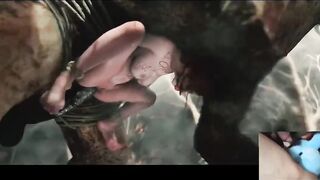 Fastened Triss Merigold's snatch impaled on a giant monster ramrod / large love button masturbation FTM