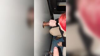 Gloryhole Trans Sucks two Large jocks