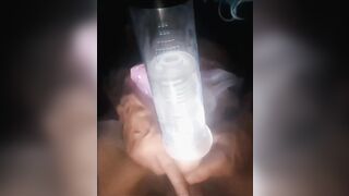 Put on my hawt little tutu oiled myself up and put my leather string nylons on hehe to bang my fleshlight toy and cumblast