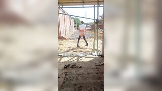 Femboy construction web site labourer bitch walk after hours