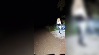 Mariska walking and mastrubating in the woods