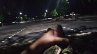 Shemale being risky and masturbating in public