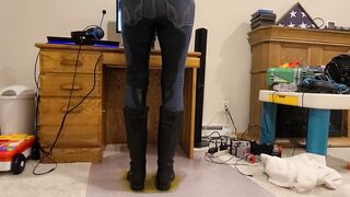 I desperately pee in my fresh skintight Hollister jeans and boots