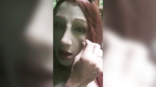 Shemale masked as college student in bikini