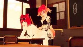 Shemale Hentai Teacher Keeps Catgirl After Class and Bangs Her