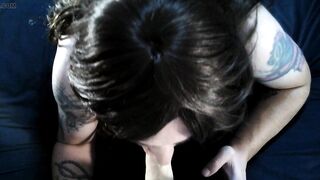 trans enjoying sucking vibrator-oral-job