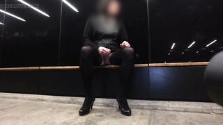 Crossdresser showed off at tram station by night
