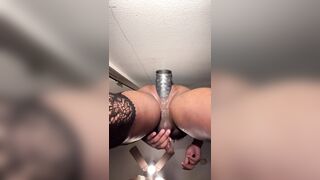 Screwing my stretched booty with biggest sex toy