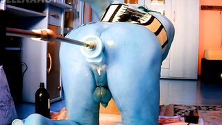 Hawt blue Skin Avatar drilled by Machine movie three
