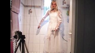 Bride Stroking Underneath Cold Shower