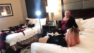 Chap Transformed into Sexy Honey Gives Footjob as Torture