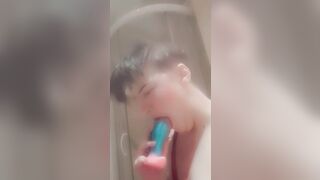 Trans femboy twink sucks dream sex-toy
