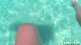 nylon ripping on the sea couch in public beach