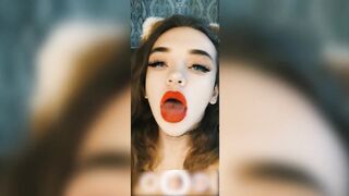 Your classmate likes to jerk off her tiny knob and cum