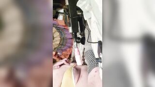 Sissy faggot crossdresser uses screw machine