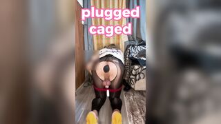 Amateur Crossdresser Plugged and Caged