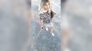 walks clothed as a woman in public cute trans with costume and high heels hot anal plug