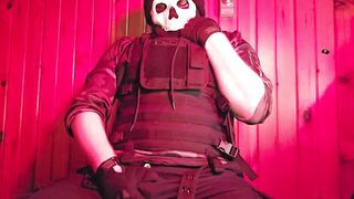 Ghost cosplayer gets off with a toy