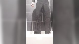Ftm dude wetting his ebony jeans