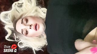 Trans cutie Sasha Q cums on her face ( trans, sissy, femboy Ejaculation )