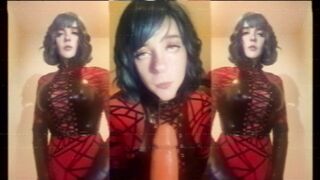 Chick in Latex Sucks U Off [Cock Worship]