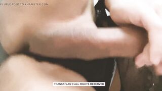 bi spouse with wife's mini petticoat, taking ebony sex-toy and eating cum