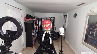Kigurumi in enormous rubber breathplay rebeathing air from their costume