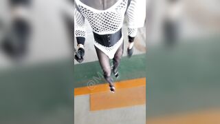 public fishnet bodystocking walk parking