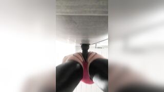 Sissy Femboy Bangs Large Ass with 10 Inch BBC Sex-Toy in Pink Pants