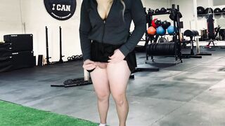 Mini petticoat tgirl flashing in the gym