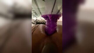 Trans Beauty Screws Monster Sex Toy and Cums