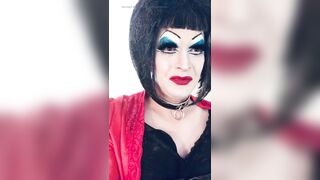 Enormous makeup sissy in PVC in hotel room after getting screwed by random