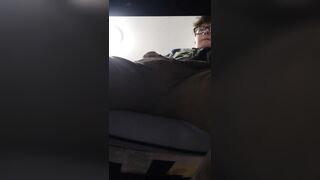 Risky masturbation underneath desk