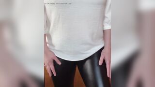leather leggings tease