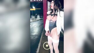 Sissy masturbating outdoor