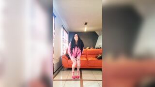 Transgender Model Natalia Haze Walking and Dancing in Heels Wedges