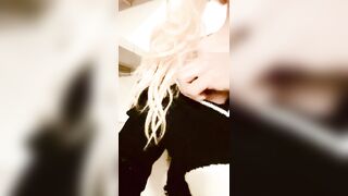 A dissolute sissy wench Cum1ra jumps on a large sextoy nearly at the workplace