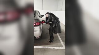 Refueling gasoline in latex doll